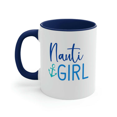 Nauti Girl Ceramic Beach Coffee Mug, 5 Colors New England Trading Co Navy